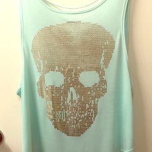 Gold Skull Cut Out Back Tank Top